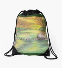 Peaceful River Scene Drawstring Bag
