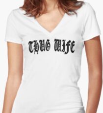 THUG WIFE Women's Fitted V-Neck T-Shirt