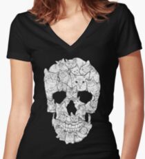 Camiseta entallada de cuello en V Cráneo de gato