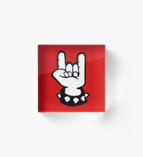 rock hand metal roll music Acrylic Block