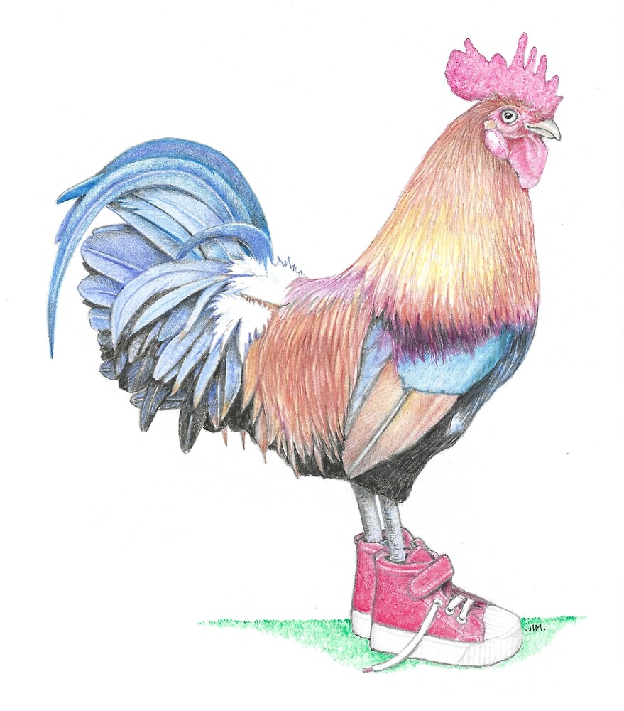 Rooster in Toddler Sneakers by JimsBirds