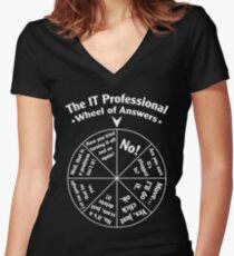 The IT Professional Wheel of Answers. Women's Fitted V-Neck T-Shirt