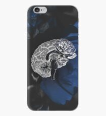 Anatomical Brain On Moody Blue Floral Background iPhone Case