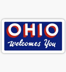 Ohio Welcomes You Road Sign Sticker