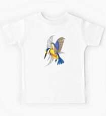 Sacred Kingfisher in flight Kids Tee