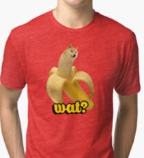Doge banana dog shibe shiba inus wat? Tri-blend T-Shirt