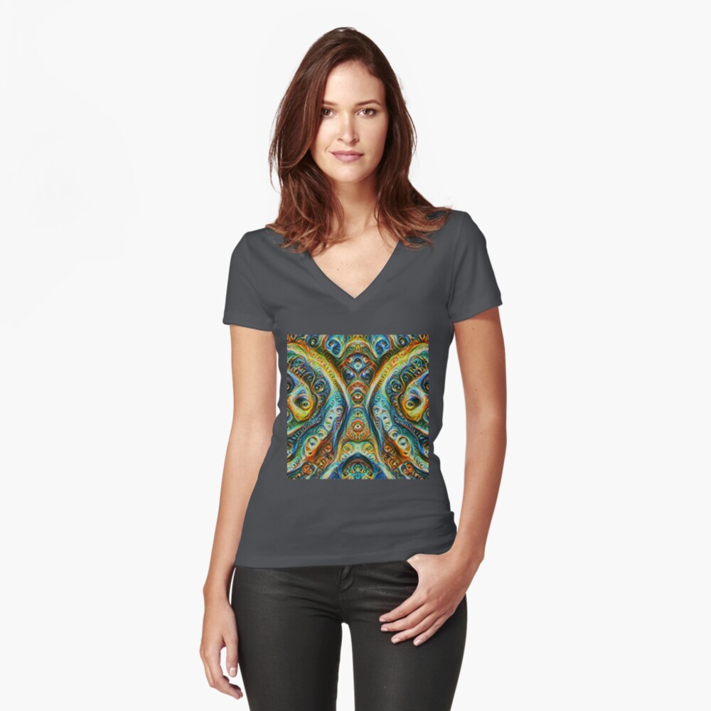 Gothic Style #DeepDream Fitted V-Neck T-Shirt