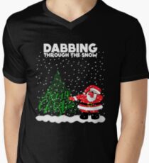 Cute Funny Dabbing Through the Snow Men's V-Neck T-Shirt
