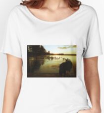 Indy at the frozen pond. Women's Relaxed Fit T-Shirt