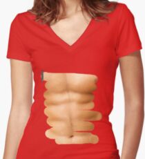 Fitness abs through shirt Women's Fitted V-Neck T-Shirt