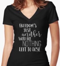Janis Joplin Music Lyrics Quotes Typography - Freedom Women's Fitted V-Neck T-Shirt