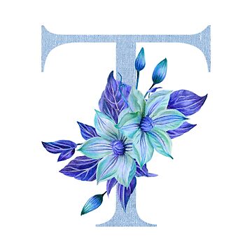 Blue floral monogram letter M Sticker for Sale by sereindesign