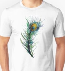 Camiseta ajustada arco iris de pavo real.