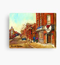 RUE CENTER LE DIABLE EINE QUATRE POINTE ST.CHARLES TAVERNE MONTREAL STREET SZENE IM WINTER Leinwanddruck