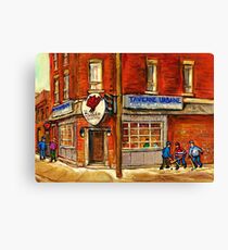 KANADISCHE KUNST KANADISCHE KÜNSTLER STREET HOCKEY HOCKEY KUNST SÜD WEST MONTREAL GEMÄLDE CAROLE SPANDAU Leinwanddruck