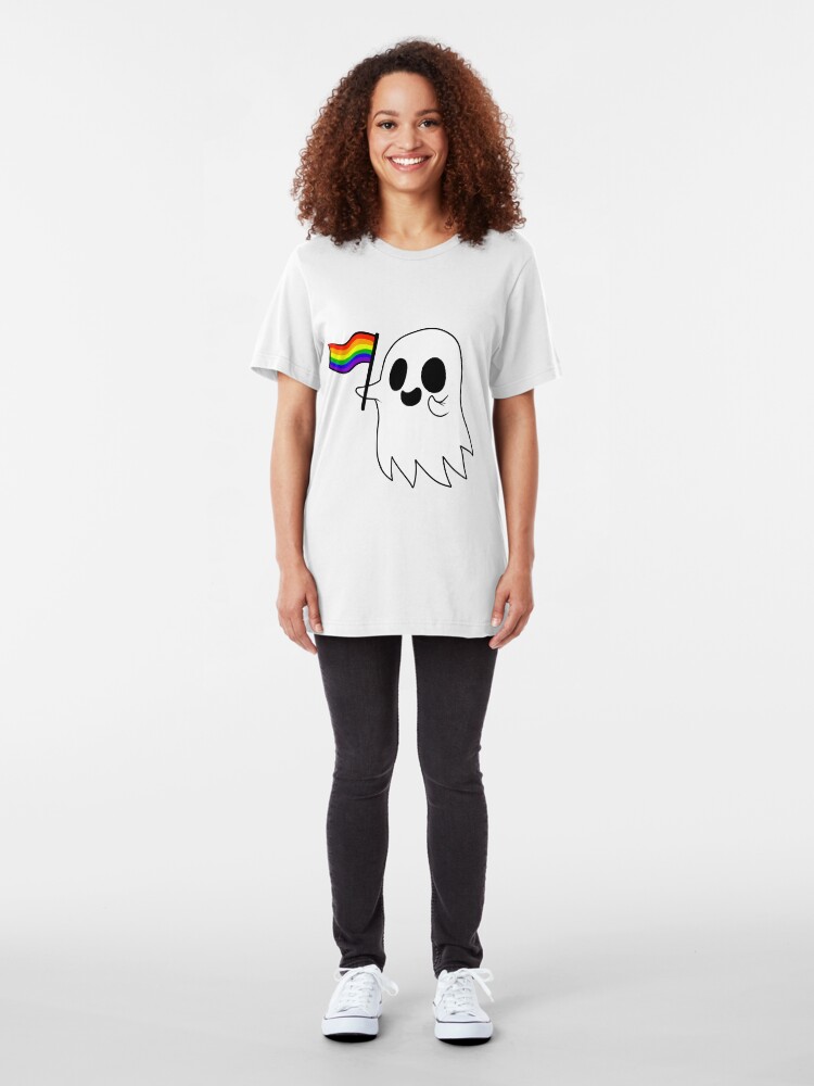 Alternate view of Gay Pride Ghost Slim Fit T-Shirt