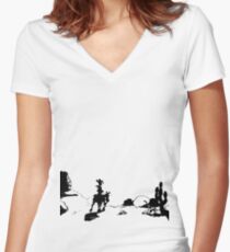 Lucky Luke closing credits scene Women's Fitted V-Neck T-Shirt