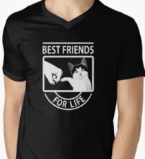 Katze beste Freunde für das Leben T-Shirt mit V-Ausschnitt