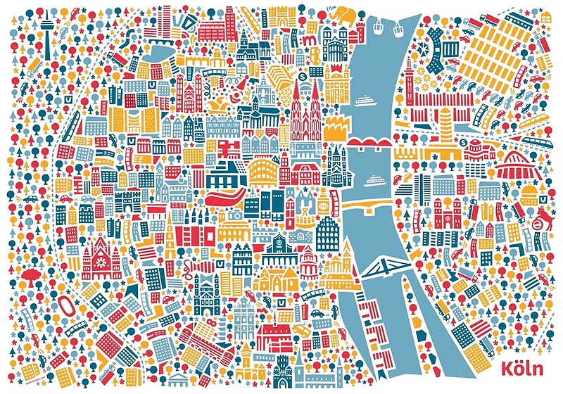 "Cologne City Map Poster" Framed Prints by Vianina | Redbubble