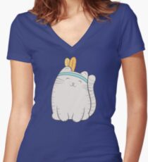 fin, the cat Women's Fitted V-Neck T-Shirt