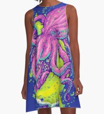 Hai gegen Kraken A-Linien Kleid