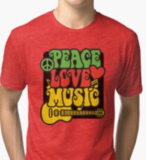 Rasta Peace, Love, Music Tri-blend T-Shirt