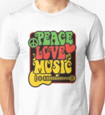 Rasta Peace, Love, Music Unisex T-Shirt