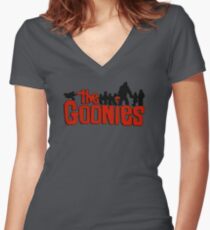 The Goonies logo and characters Women's Fitted V-Neck T-Shirt
