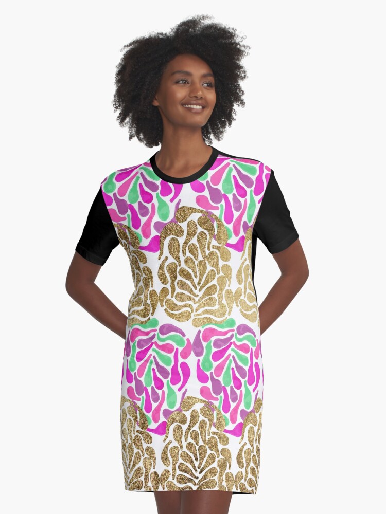 Chic Girly Gold Pink Purple Teal Painted Tear Drop Graphic T Shirt Dress By Blkstrawberry Redbubble