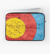 Archery target close up with many arrow holes in Laptop Sleeve