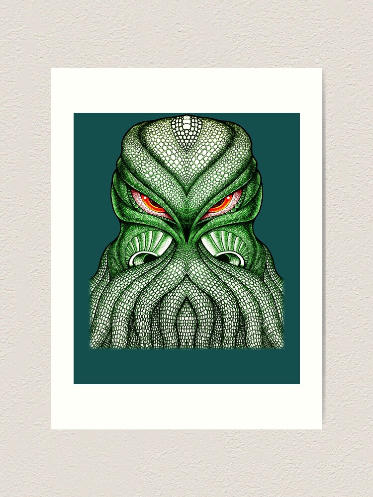 Cthulhu / Kraken Green Sea Monster Red Evil Bloodshot Eyes
