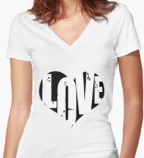 Love in Heart Women's Fitted V-Neck T-Shirt
