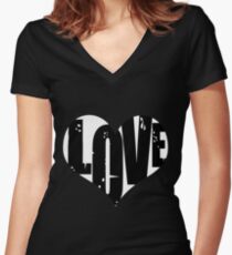 Love in Heart Women's Fitted V-Neck T-Shirt