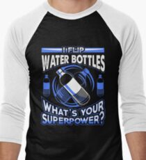 Water Bottle Flip Challenge School Trend Superpower Shirt Men's Baseball ¾ T-Shirt