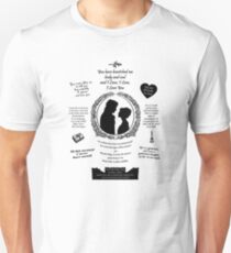 Pride and Prejudice Elizabeth and Darcy "Iconic Quotes" Silhouette Design Unisex T-Shirt
