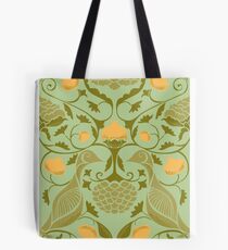Partridges and Pomegranates Soft Green Tote Bag