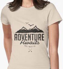 ADVENTURE AWAITS Women's Fitted T-Shirt