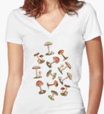 Mushrooms Women's Fitted V-Neck T-Shirt