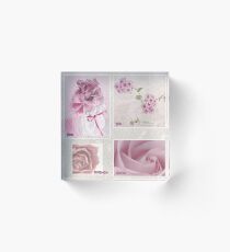Pansies, Roses And Phlox Photo Collage Acrylic Block