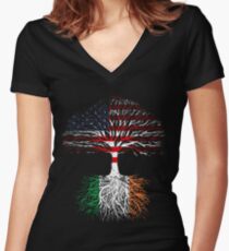 American Grown, Irish Roots Women's Fitted V-Neck T-Shirt
