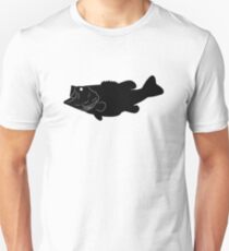 Largemouth Bass Fish Silhouette (Black) Unisex T-Shirt