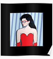 Pop Art Girl on Stripes Poster