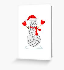 Funny Volleyball Snowman Christmas Greeting Card