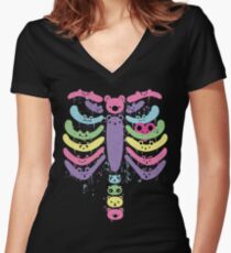 Bear Bones Kawaii Drip Women's Fitted V-Neck T-Shirt
