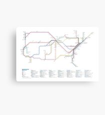 U.S. Rail Network as a Subway Map Metal Print