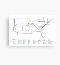 U.S. Rail Network as a Subway Map Canvas Print