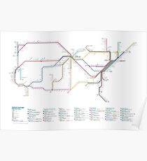 US-Schienennetz als U-Bahn-Karte Poster