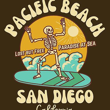 Retro Sixties Surfers Beach, Half Moon Bay, California, Beige Text-  Skeleton Beach / Skeleton Surf Backpack for Sale by KelWitt