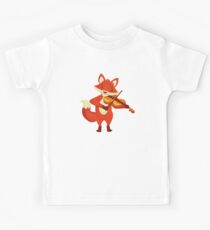 Funny fox playing music with violin Kids Tee