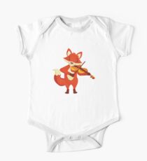 Funny fox playing music with violin One Piece - Short Sleeve